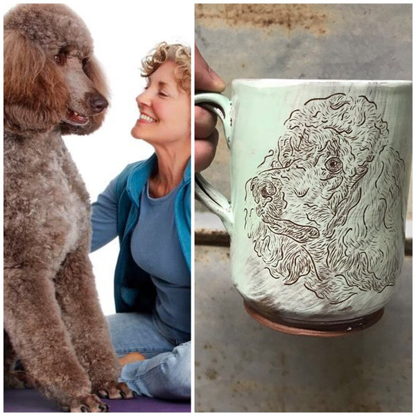 Teddy the therapy dog and his memorial pet portrait mug